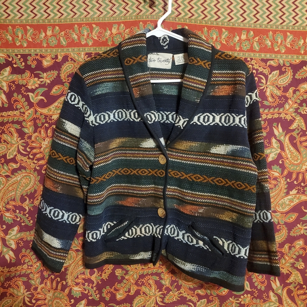 Boho Striped Button-Up Jacket - image 1